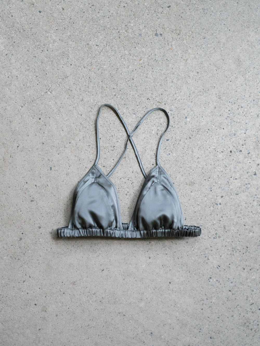 Silk Cross-back Bra - Grey