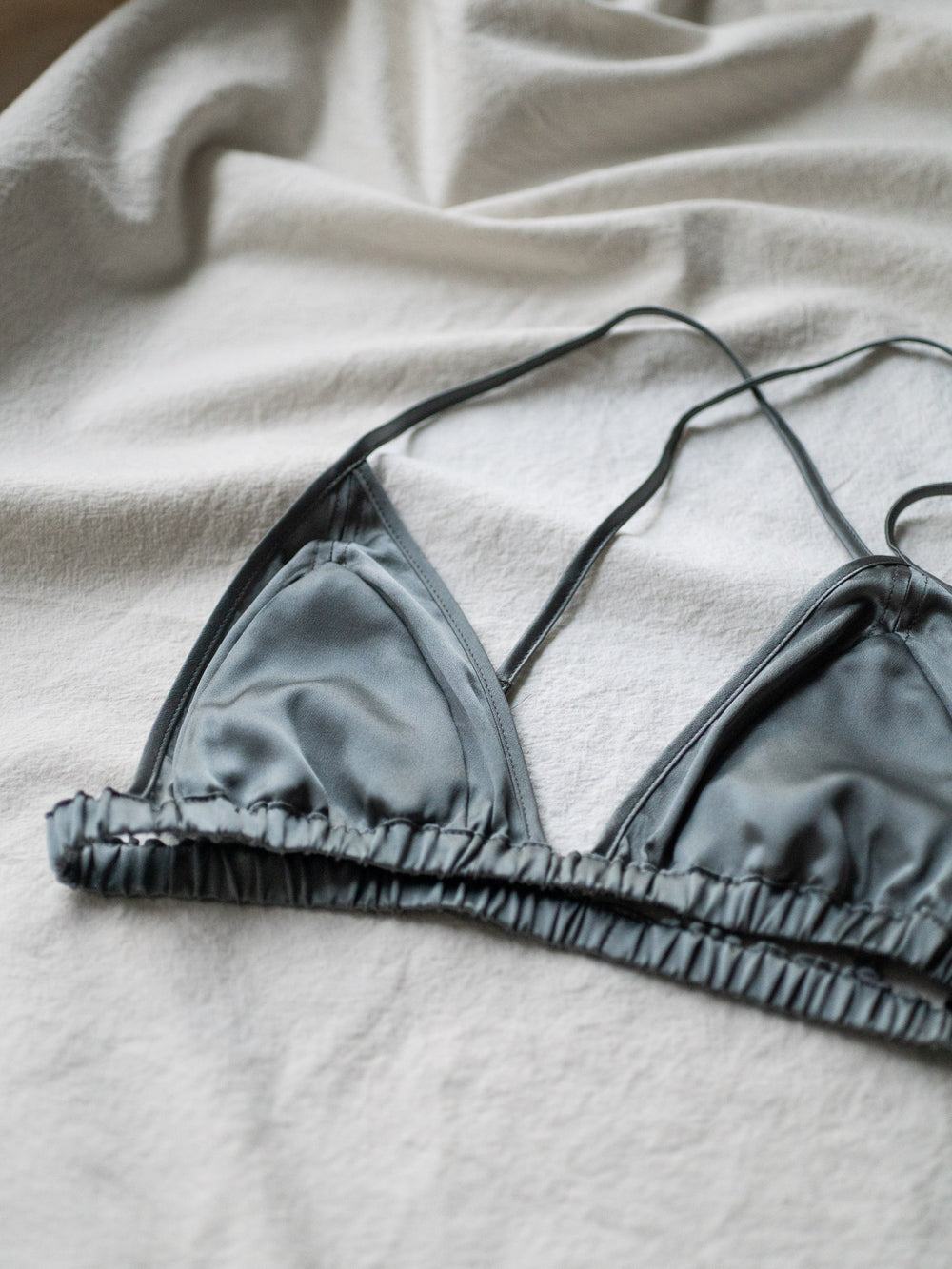 Silk Cross-back Bra - Grey