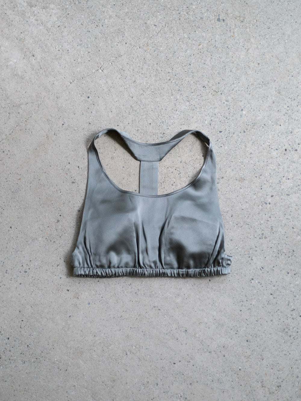 Silk T-back Bra - Grey