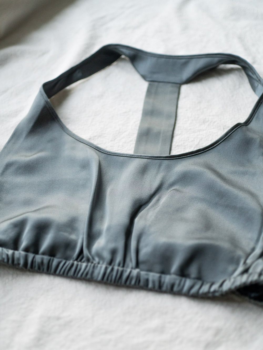 Silk T-back Bra - Grey