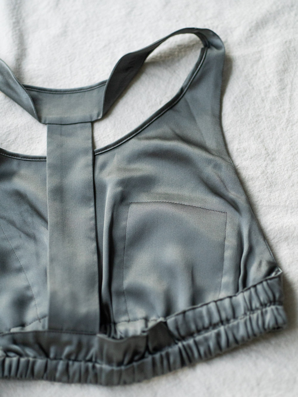 Silk T-back Bra - Grey