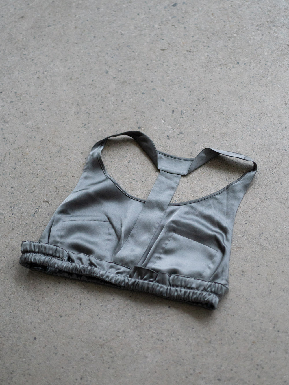 Silk T-back Bra - Grey