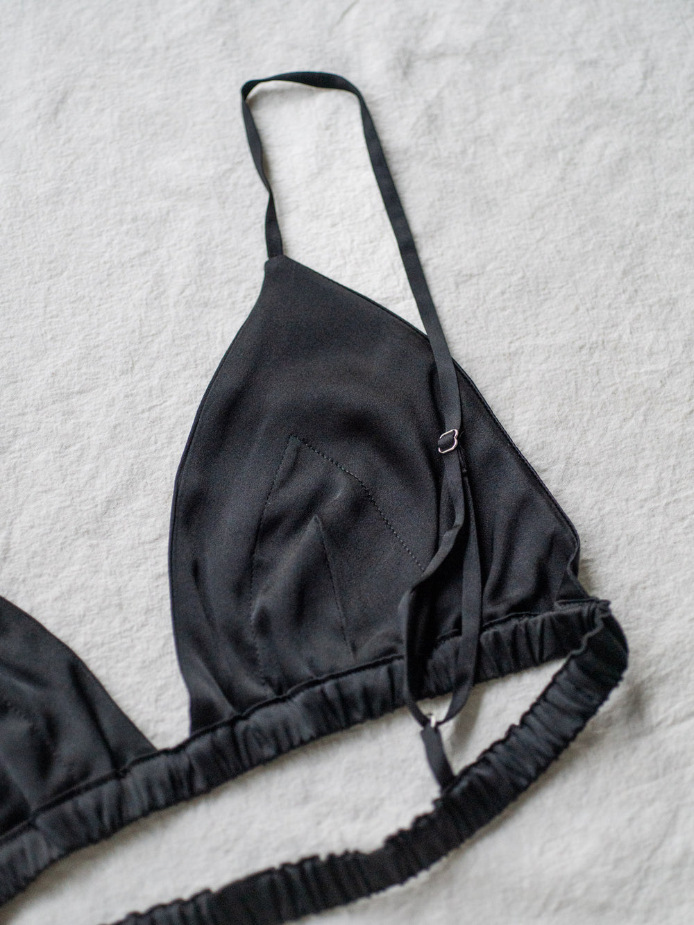 Silk Triangle Bra - Black