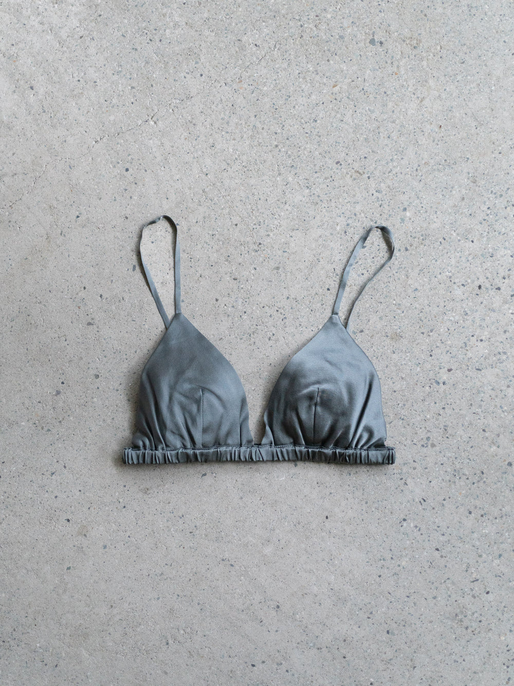 Silk Triangle Bra - Grey