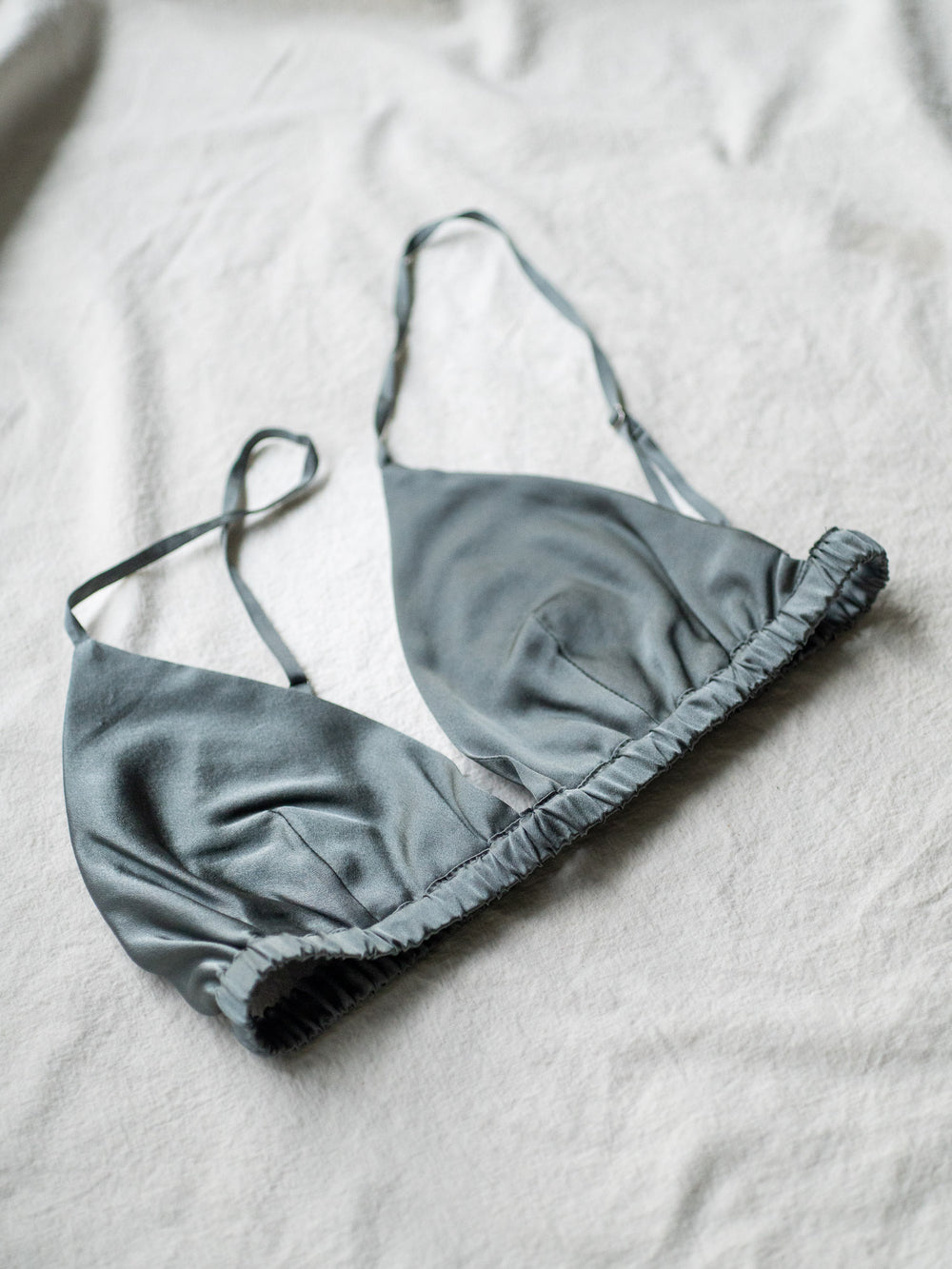 Silk Triangle Bra - Grey