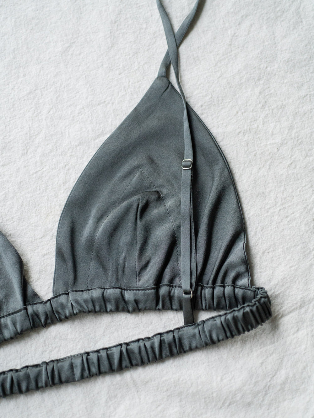 Silk Triangle Bra - Grey